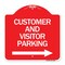 Signmission Customer and Visitor Parking W/ Right Arrow, Red & White Aluminum Sign, 18" x 18", RW-1818-24215 A-DES-RW-1818-24215 - alternate 1